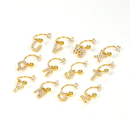 1 Piece Simple Style Letter Plating Inlay Copper Zircon Cartilage Earrings