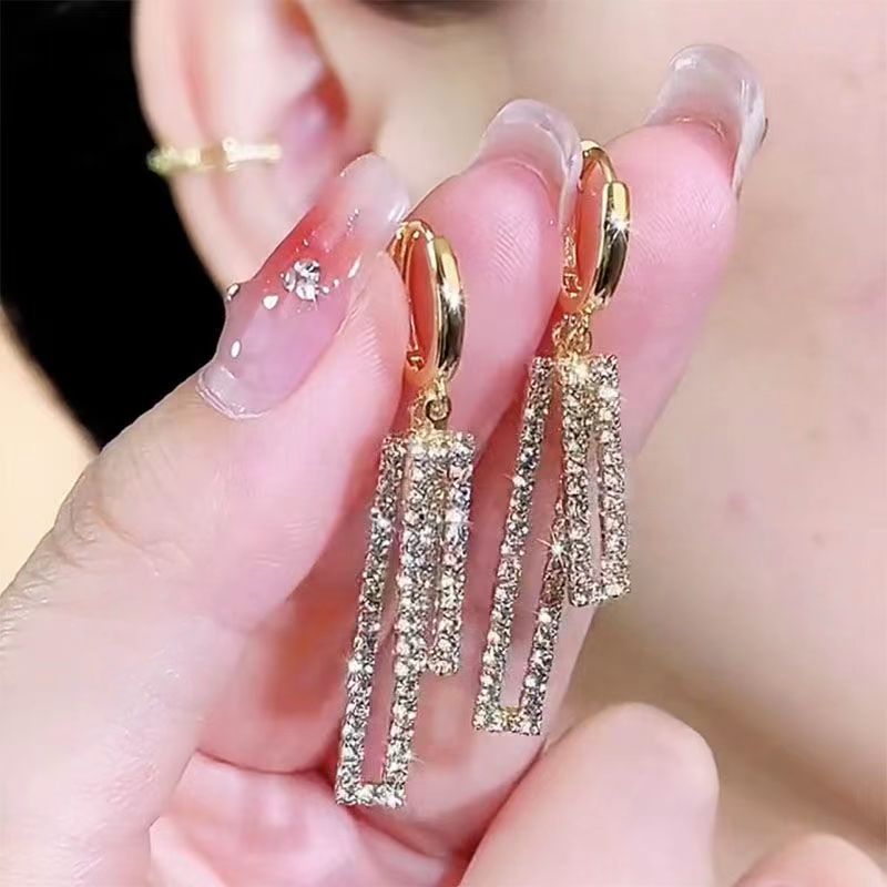 1 Pair Simple Style Solid Color Inlay Copper Zircon Drop Earrings