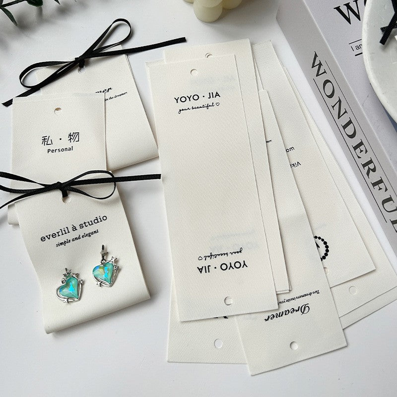 Fabric earrings card cotton soft cloth premium simple necklace hair band stud earrings jewelry cardboard packaging logo label