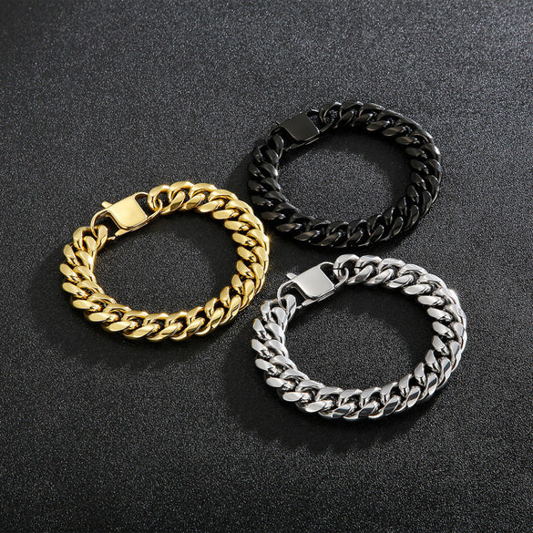 Cuban Chain 316L Stainless Steel Men's Bracelet Fashionable and Personalized Trendy Chain Bracelet Bracelet Bracelet Bracelet, One Piece for Shipping