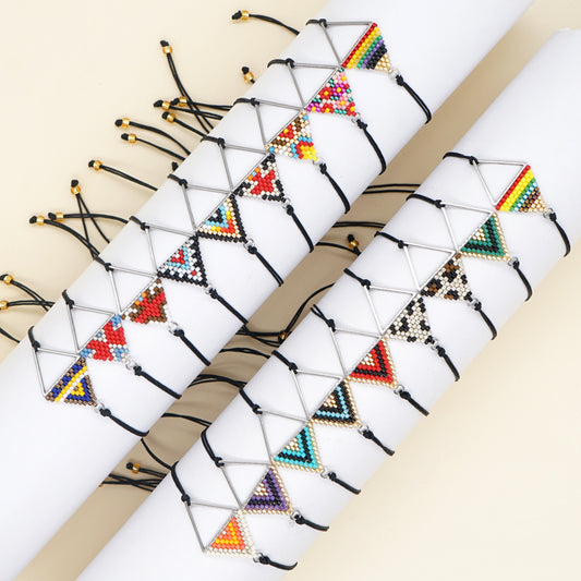 Ethnic Style Beads Hand-woven Triangle Geometry Bracelet