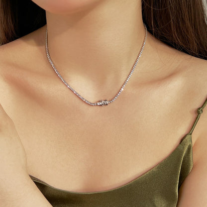 Simple Style Solid Color Sterling Silver Inlay Zircon Necklace 1 Piece