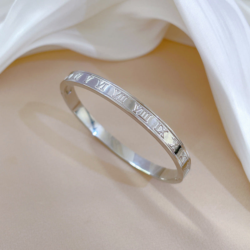 Casual Letter Titanium Steel Plating Bangle