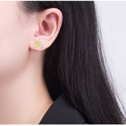 1 Pair Lady Streetwear Geometric Inlay Copper Zircon Ear Studs