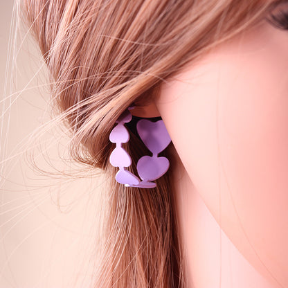 Simple Style Heart Shape Metal Spray Paint Earrings