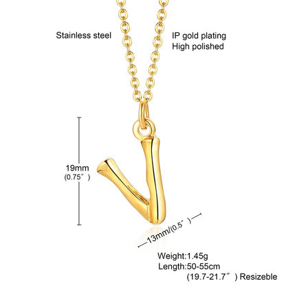 Fashion Letter Titanium Steel Polishing Plating Gold Plated Pendant Necklace