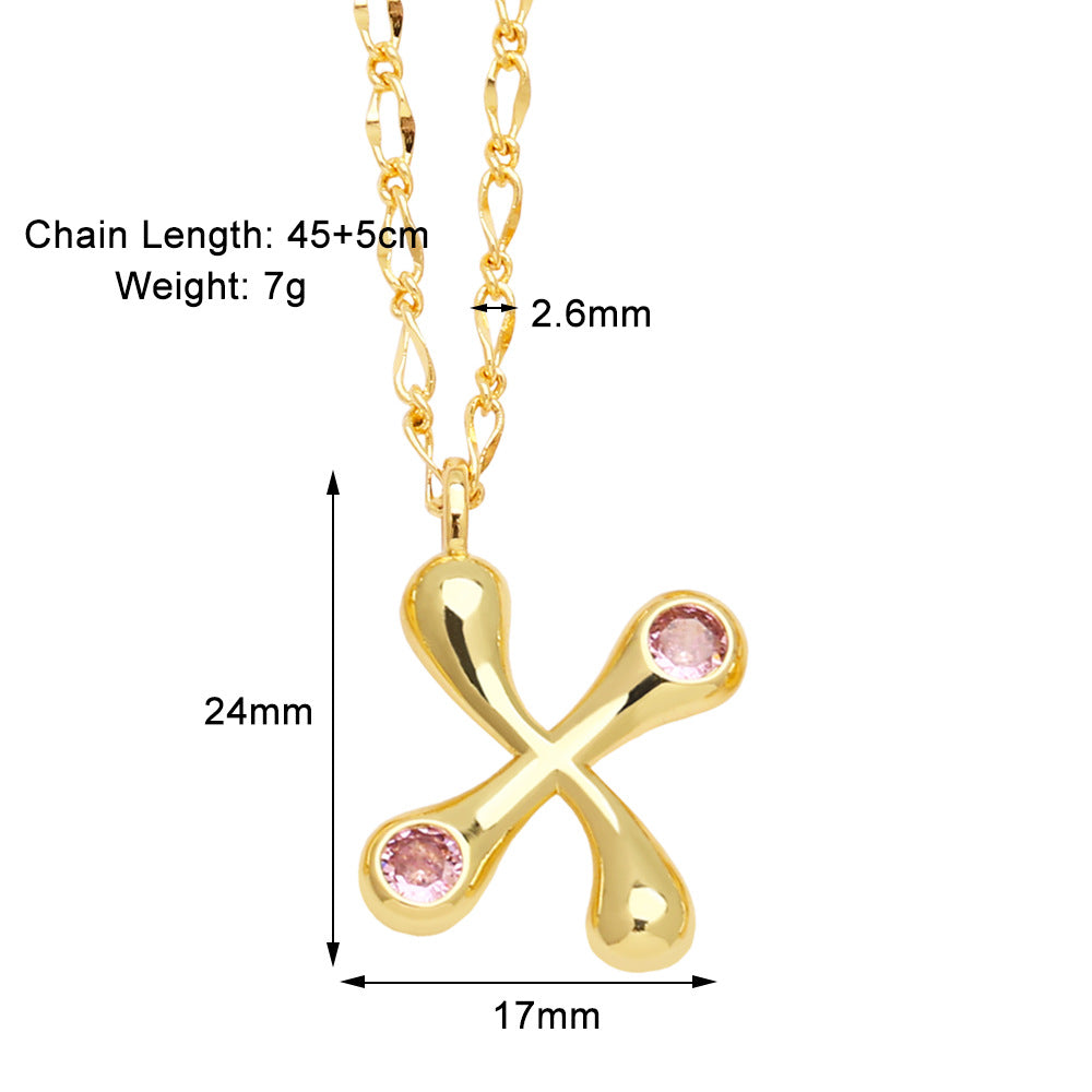 Simple Style Letter Copper Plating Inlay Zircon Pendant Necklace