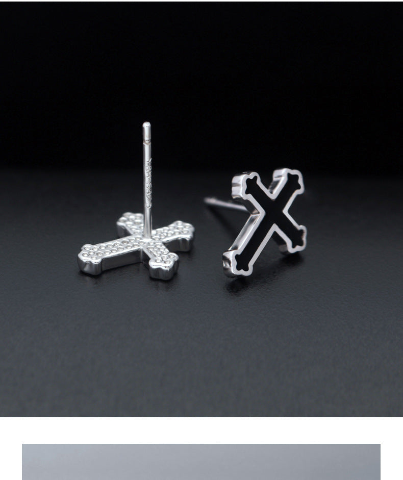 1 Pair Hip-hop Simple Style Cross Epoxy Copper Ear Studs