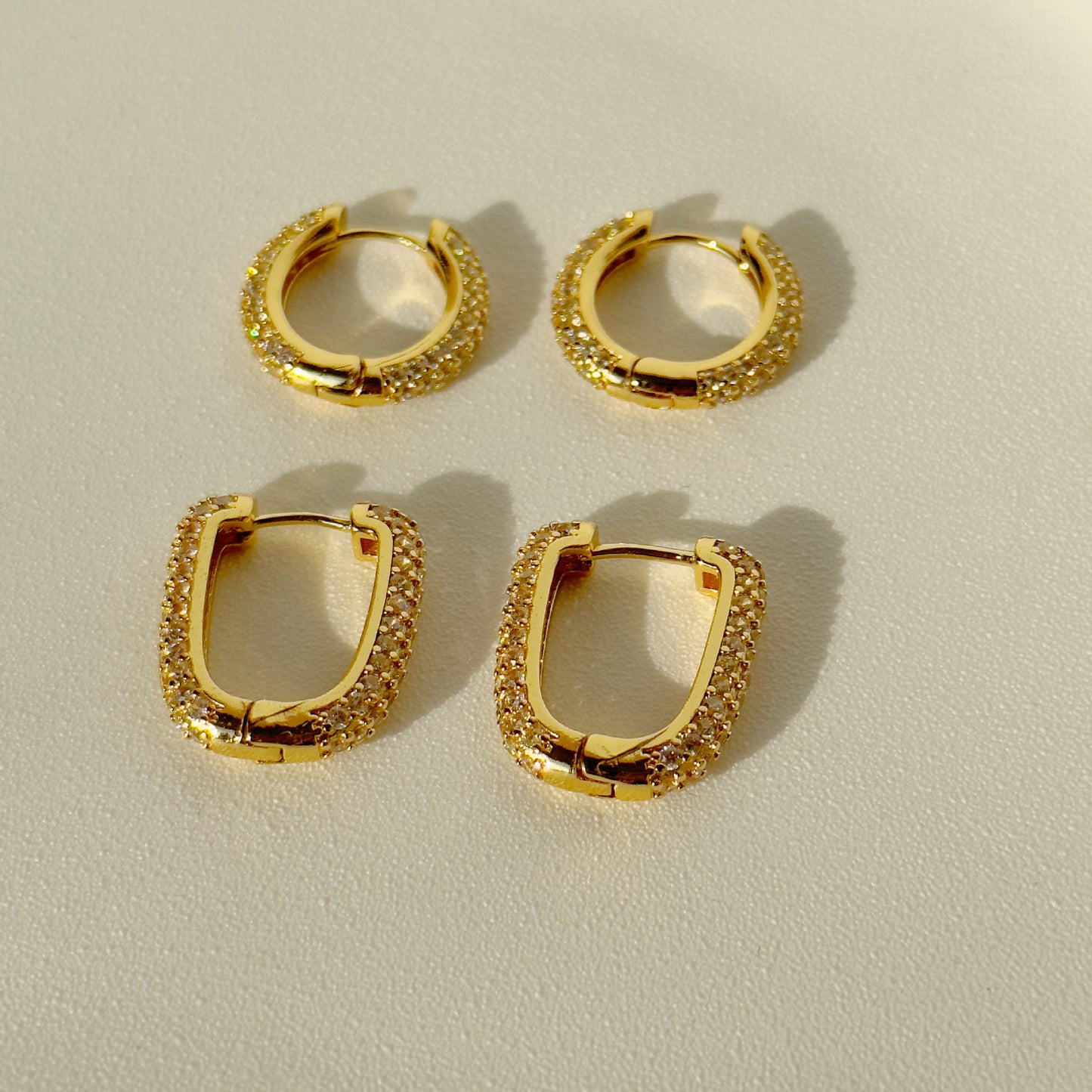 1 Pair Modern Style Square Copper Plating Inlay Zircon Gold Plated Earrings