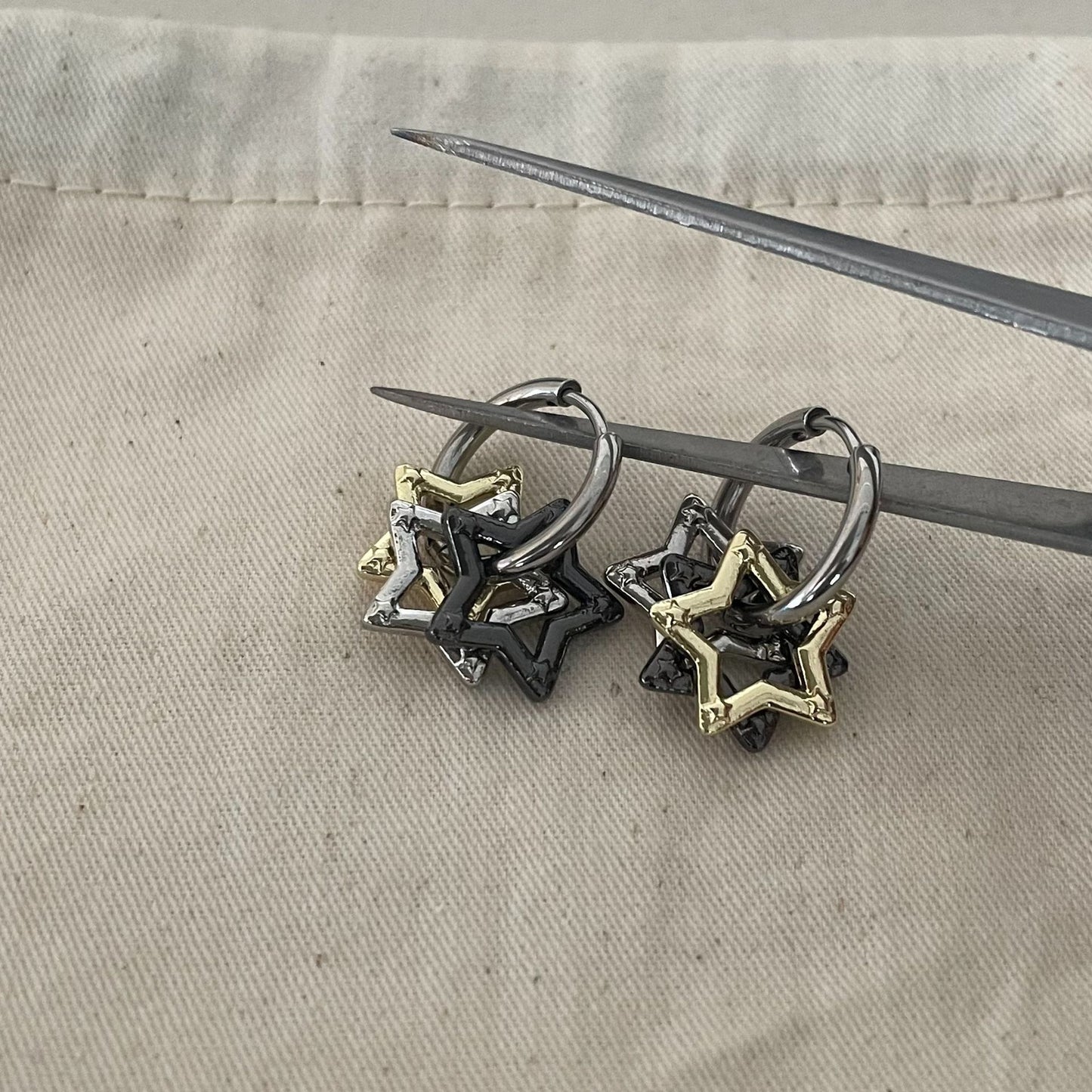 1 Pair Basic Streetwear Pentagram Plating Alloy Drop Earrings