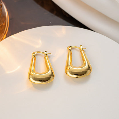 Minimalist Quadrilateral Geometric Titanium Steel 18K Gold Plated Earrings