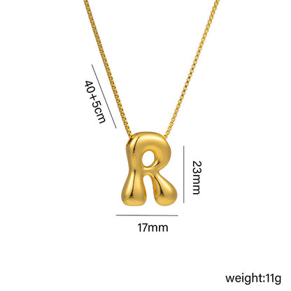 Letter Text Number Titanium Steel 18K Gold Plated Necklaces