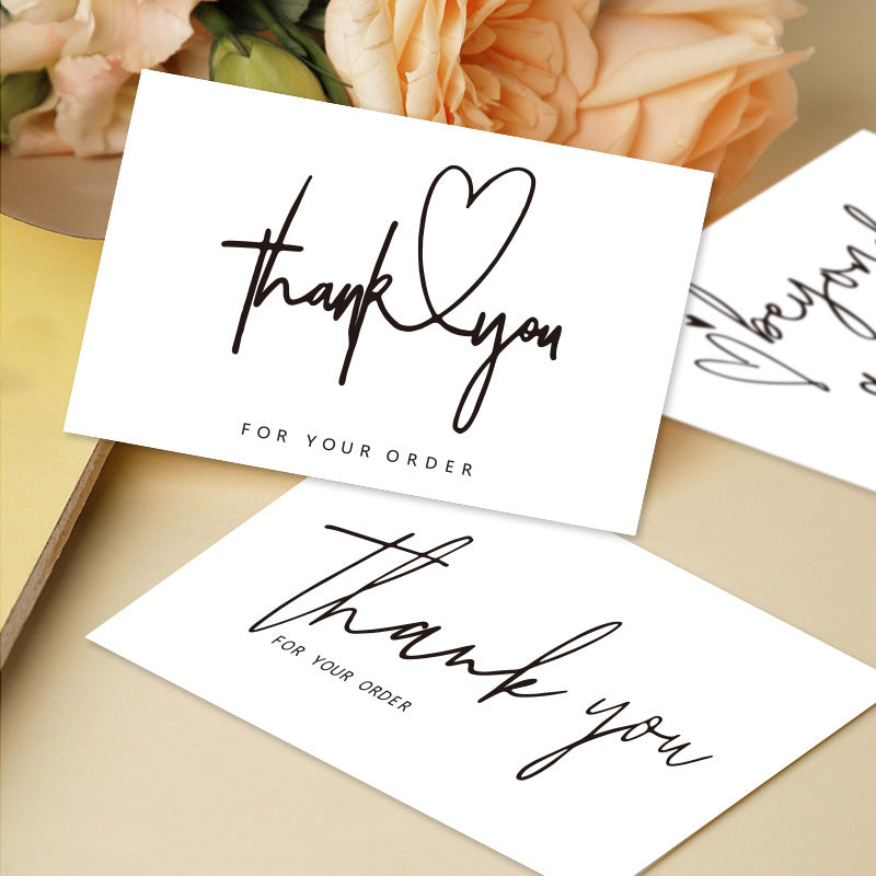 wholesale white thank you card thank you gift card simple gift packaging greeting card coated paper card