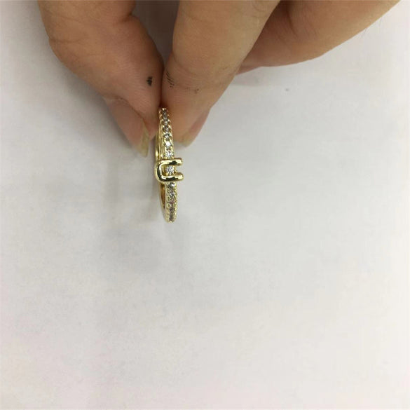 Cross-border new 26 initials micro-inlaid zircon open rings ins style personalized design English letter jewelry