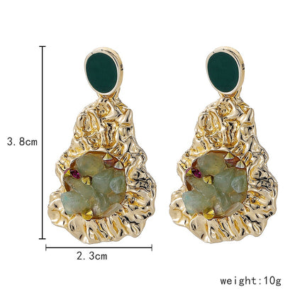 1 Pair Fashion Irregular Heart Shape Alloy Inlay Gravel Women's Drop Earrings