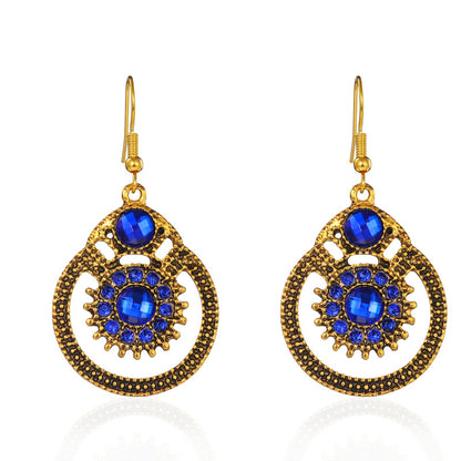 1 Pair Ethnic Style Sun Alloy Plating Inlay Beads Women's Drop Earrings