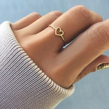 Sweet Heart Shape Stainless Steel Hollow Out Rings