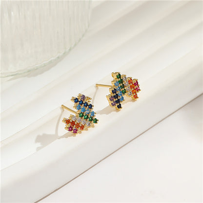 1 Pair Cute Heart Shape Plating Inlay Copper Zircon Ear Studs