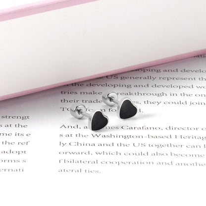 Fashion Heart Shape Stainless Steel Plating Ear Studs 1 Pair