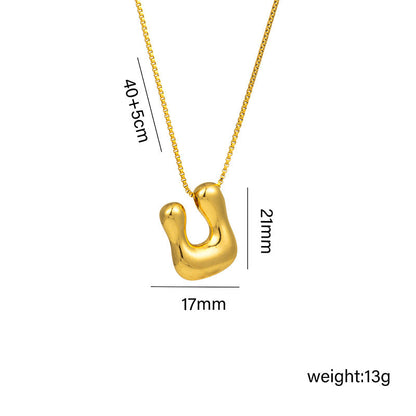 Letter Text Number Titanium Steel 18K Gold Plated Necklaces