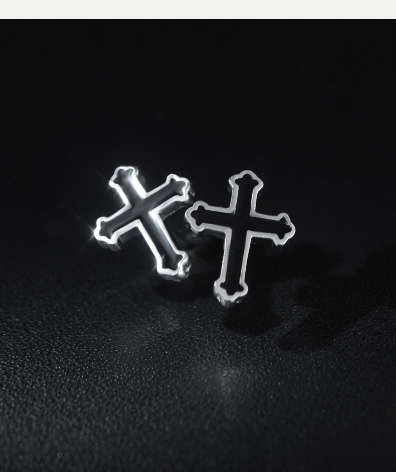 1 Pair Hip-hop Simple Style Cross Epoxy Copper Ear Studs