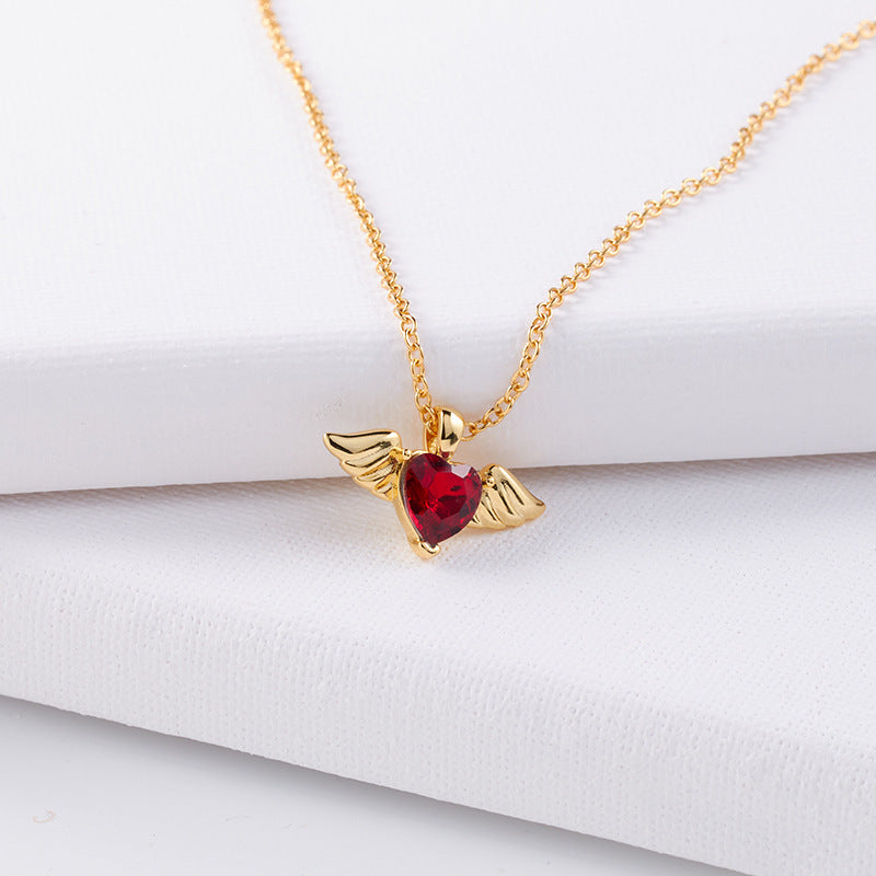 1 Piece Fashion Cross Heart Shape Wings Copper Plating Inlay Zircon Pendant Necklace