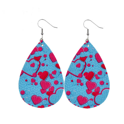 1 Pair Sweet Streetwear Heart Shape Pu Leather Drop Earrings