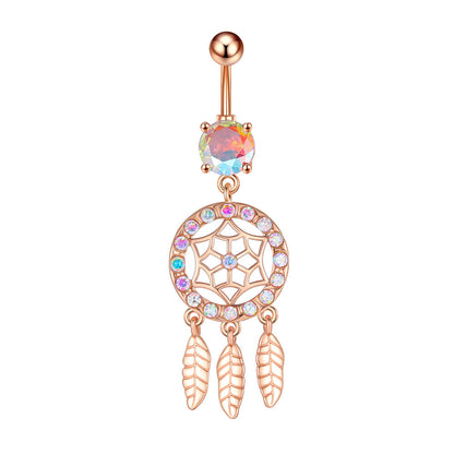 Fashion Heart Shape Copper Plating Zircon Belly Ring 1 Piece