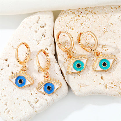 Ornament Bohemian Europe And America Cross Border Turkish Eye Earrings Metal Devil's Eye Colorful Oil Necklace