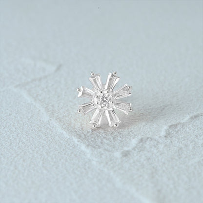 1 Piece Simple Style Flower Plating Sterling Silver Zircon Ear Studs