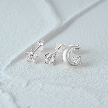 1 Set Simple Style Star Butterfly Plating Sterling Silver Ear Studs