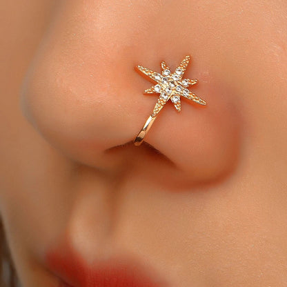 1 Piece Nose Rings & Studs Simple Style Star Moon Sterling Silver Plating Nose Ring