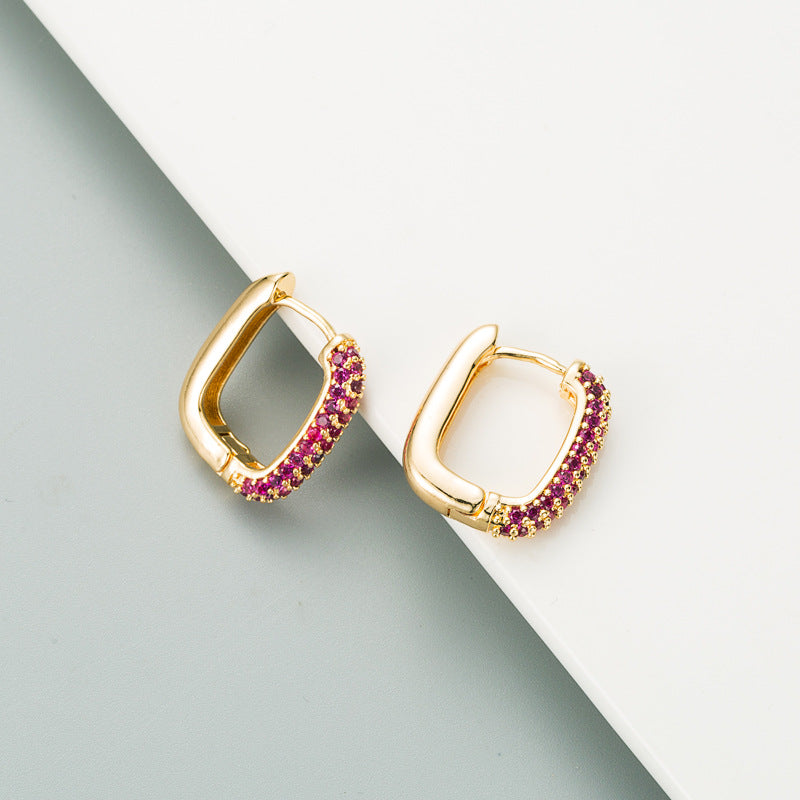 Rainbow Micro-inlaid Zircon Hip-hop Earrings