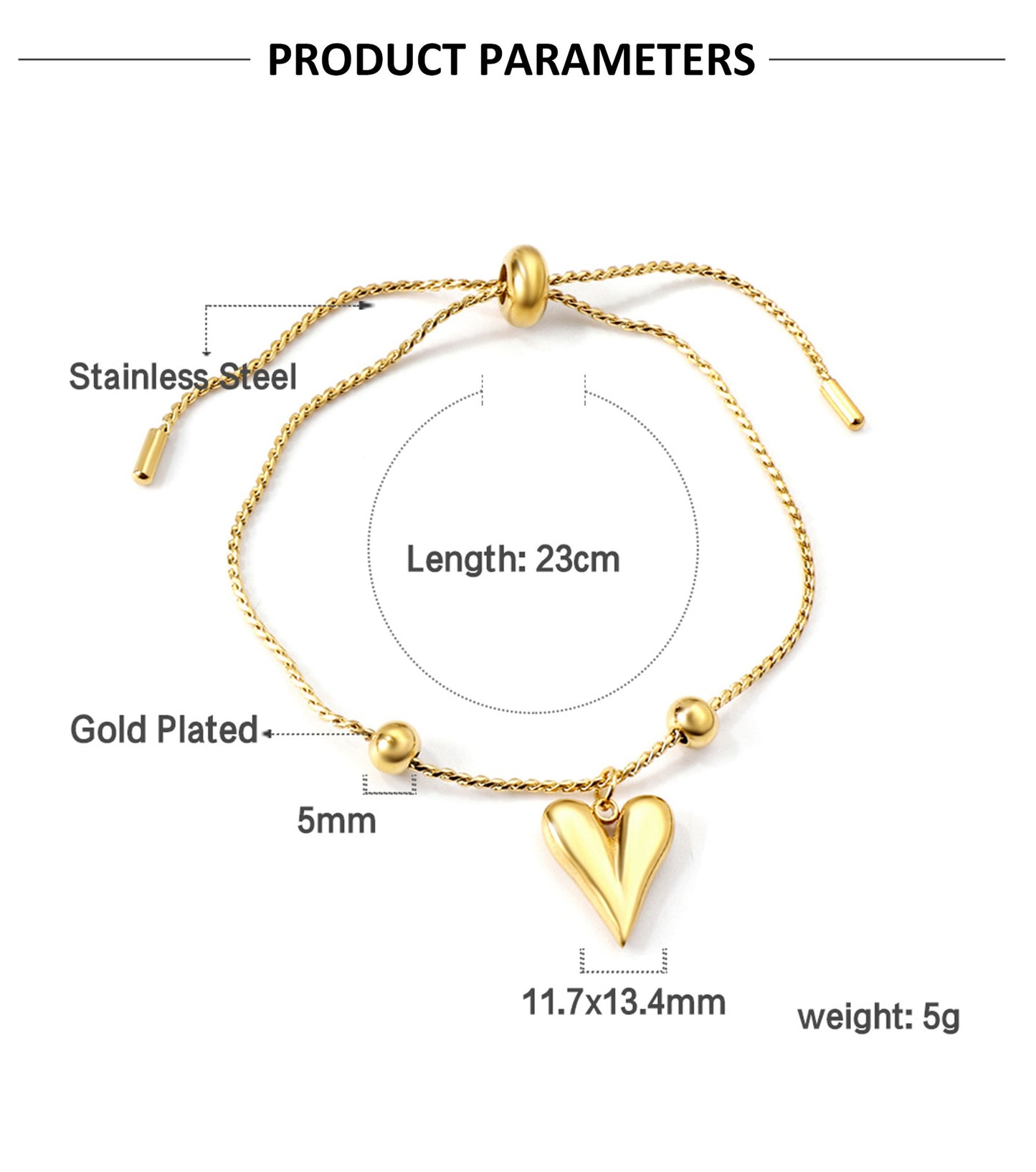 Casual Streetwear Star Heart Shape Stainless Steel Plating Bracelets