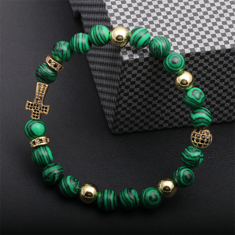 Basic Classic Style Cross Tiger Eye Inlay Artificial Gemstones Bracelets