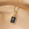 Moderate Luxury Quadrilateral Heart Titanium Steel 18K Gold Plated Necklaces