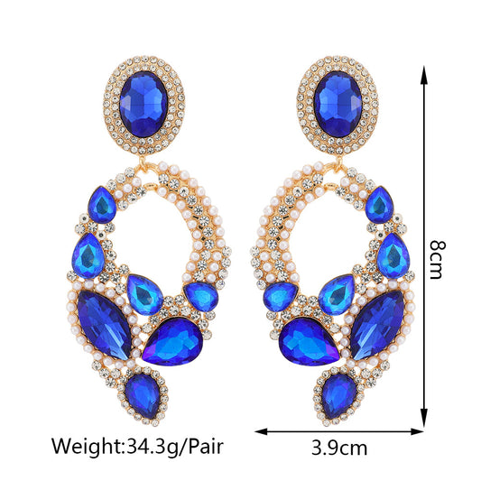 Retro Lady Water Droplets Rhinestone Tassel Inlay Artificial Gemstones Women's Drop Earrings