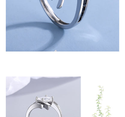 Streetwear Irregular Copper Plating Inlay Zircon White Gold Plated Open Rings