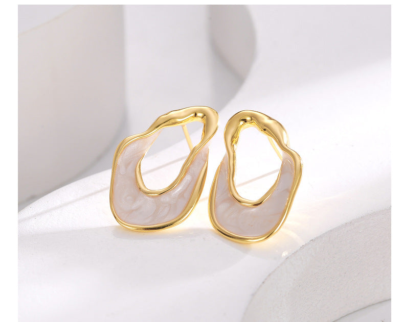 Retro Irregular Copper Plating Ear Studs 1 Pair