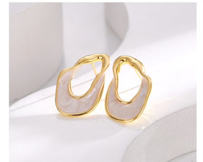 Retro Irregular Copper Plating Ear Studs 1 Pair