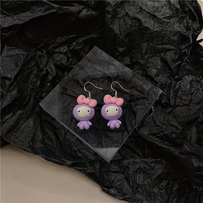 Cartoon Style Animal Resin Women's Drop Earrings Ear Clips 1 Pair