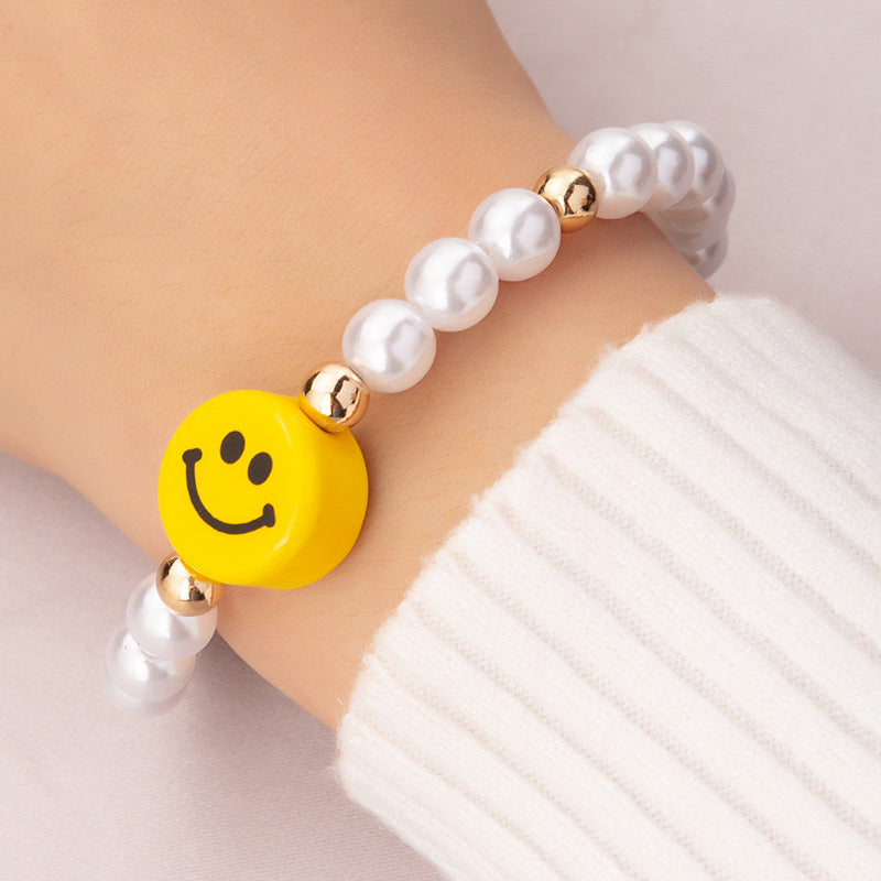 Wholesale Jewelry Retro Smiley Face Pearl Beaded Bracelet Gooddiy