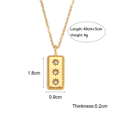 Fashion Square Stainless Steel Necklace Inlay Zircon Stainless Steel Necklaces