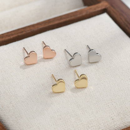 1 Set Basic Heart Shape Plating Copper Ear Studs