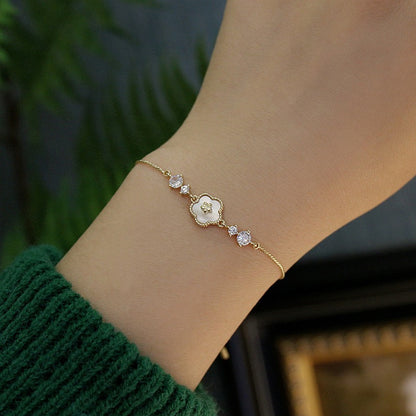 Simple Style Flower Copper Inlay Zircon Bracelets