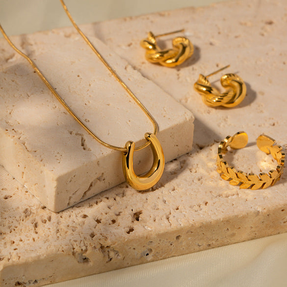 IG Style Asymmetrical Stainless Steel 18K Gold Plated Necklaces