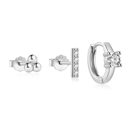 1 Set Simple Style Star Butterfly Plating Sterling Silver Hoop Earrings Ear Studs