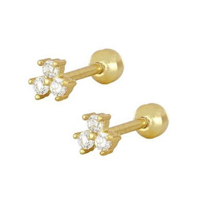 Fashion Zircon Petal Earrings Fashion Earrings Screw Design Style Copper Earrings