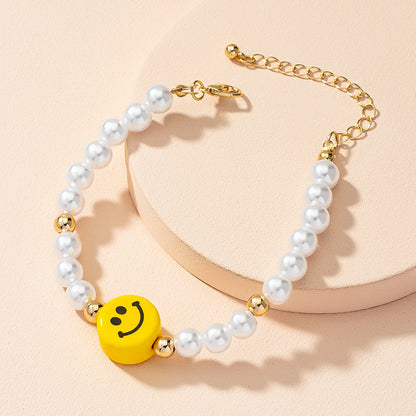 Wholesale Jewelry Retro Smiley Face Pearl Beaded Bracelet Gooddiy