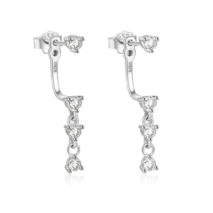 1 Pair Simple Style Geometric Plating Inlay Sterling Silver Zircon Drop Earrings